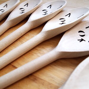 Cat face wooden spoon, cute kitchen utensil image 7