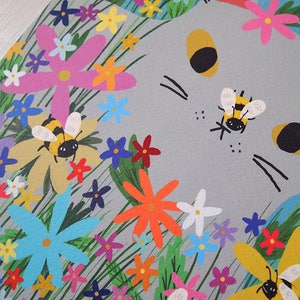 Save The Bees cat art print image 2