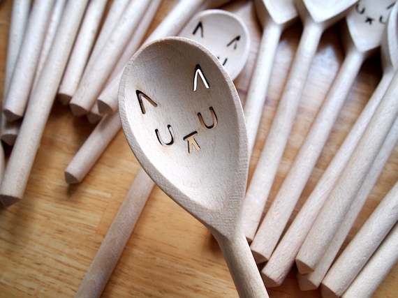 Sleepy Cat Face Wooden Spoon, Cute Baking Utensil 