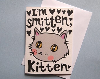 Cat valentines day card - I like Cats - cat anniversary card - Cat puns - Funny cat card - Engagement card - romantic cat card - cat - Love