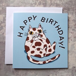 Splodge cat Happy Birthday greetings card, blank inside birthday card image 2