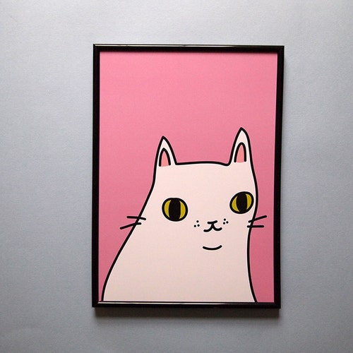 Cat Print Watercolor Cat Cat Wall Art Cat Nursery Cat Wall Etsy