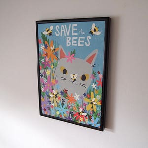 Save The Bees cat art print image 6