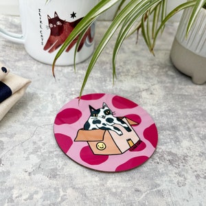 Cat in a box drinks coaster, Funny drinks coaster, cat coaster image 6