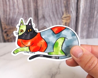 Frankenstein monster cat vinyl sticker, cat sticker, Halloween sticker