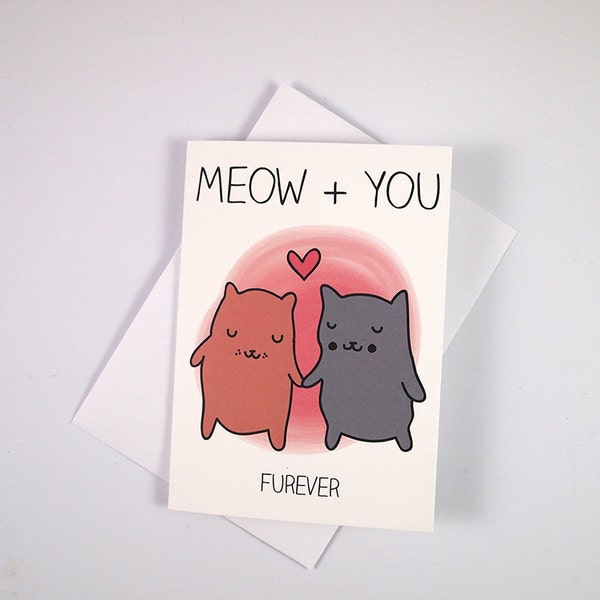 Kat valentines kaart - ik katten - verjaardag kat - kat woordspelingen - grappige kat - Engagement kaart - romantische kat kaart - katten - liefde