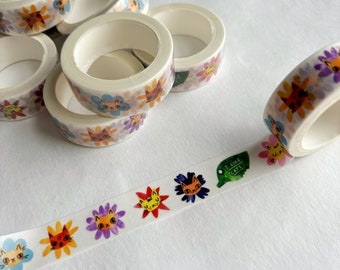 Flower cats decorative washi tape, decoration tape, washi tape, scrapbooking