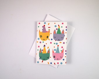 Confetti cats birthday card