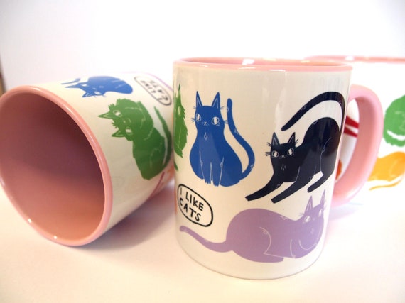 Rainbow Cats Mug, I like cats mug, rainbow cats, cat mug, housewarming gift, coffee mug, pride