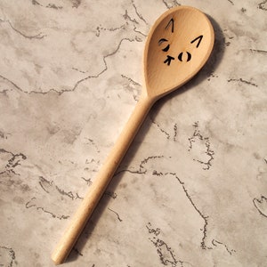 Cat face wooden spoon, cute kitchen utensil image 5