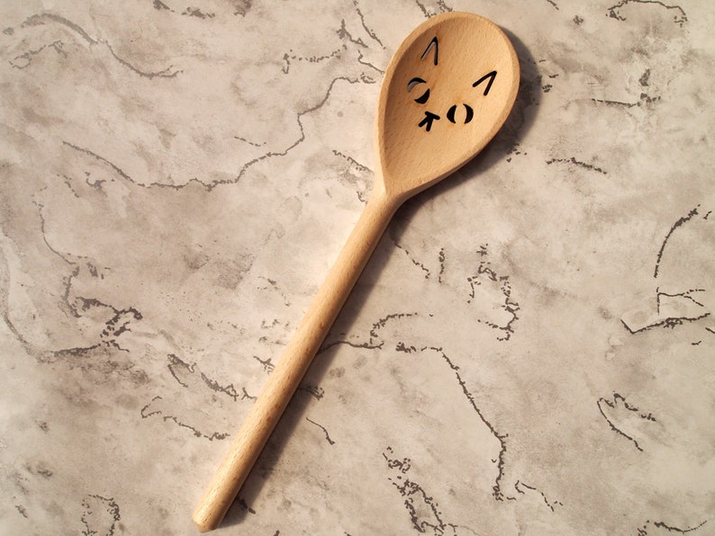 Cat face wooden spoon, cute kitchen utensil image 5