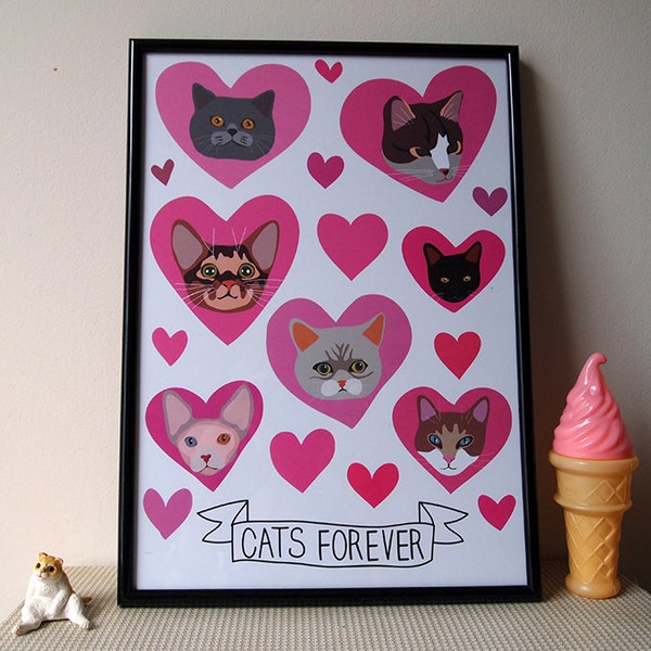 Cats Forever A4 art Print