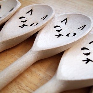 Cat face wooden spoon, cute kitchen utensil image 4