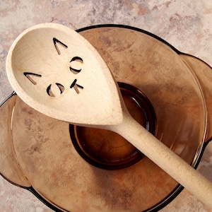 Cat face wooden spoon, cute kitchen utensil image 8