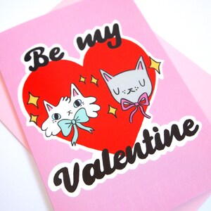 Soyez mon chat de la Saint-Valentin, carte de Saint-Valentin, carte de chat romantique, carte kitsch