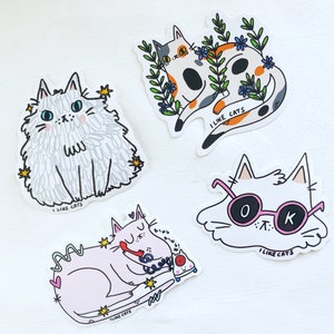 Four vinyl cat stickers image 2