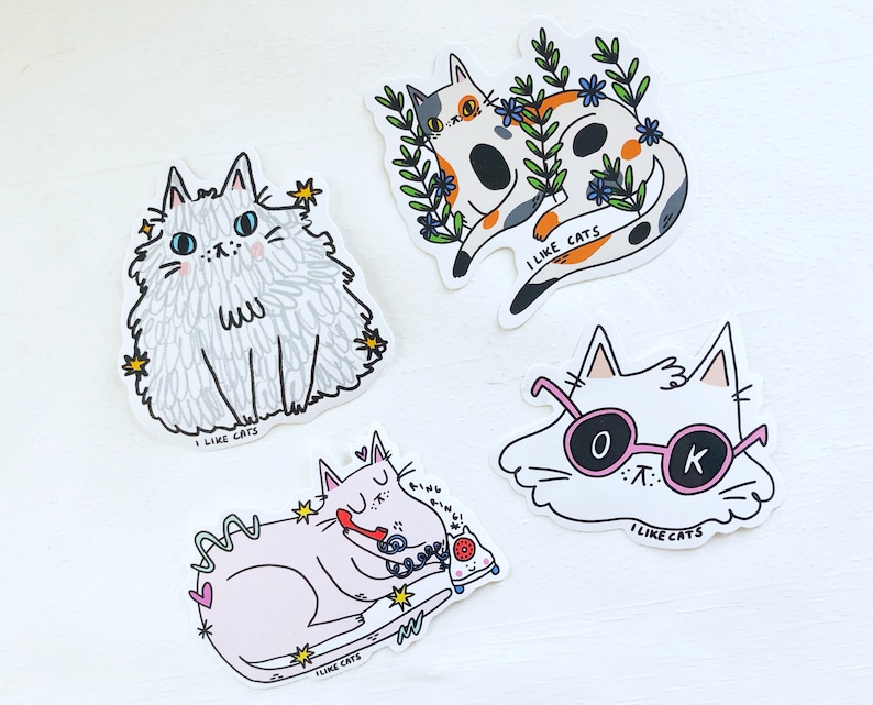 Four vinyl cat stickers image 2