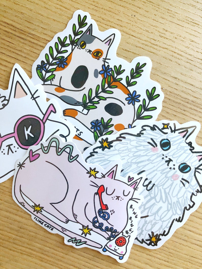 Four vinyl cat stickers image 7