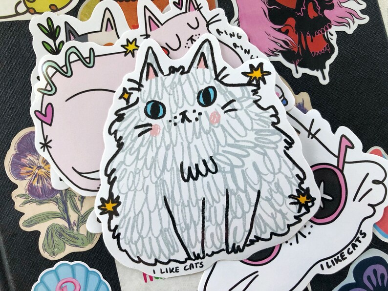 Four vinyl cat stickers image 8
