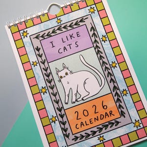I like Cats 2026 A5 wall calendar, 2026 calendar, A5 calendar, small calendar, wall calendar, Cat calendar, I like cats