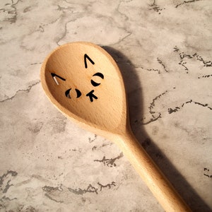 Cat face wooden spoon, cute kitchen utensil image 3