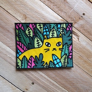 Jungle Cat Sew-on Patch I like Cats Embroidered patch sew on patch Cats Cat accessories Jungle cat Jungle embroidery image 2