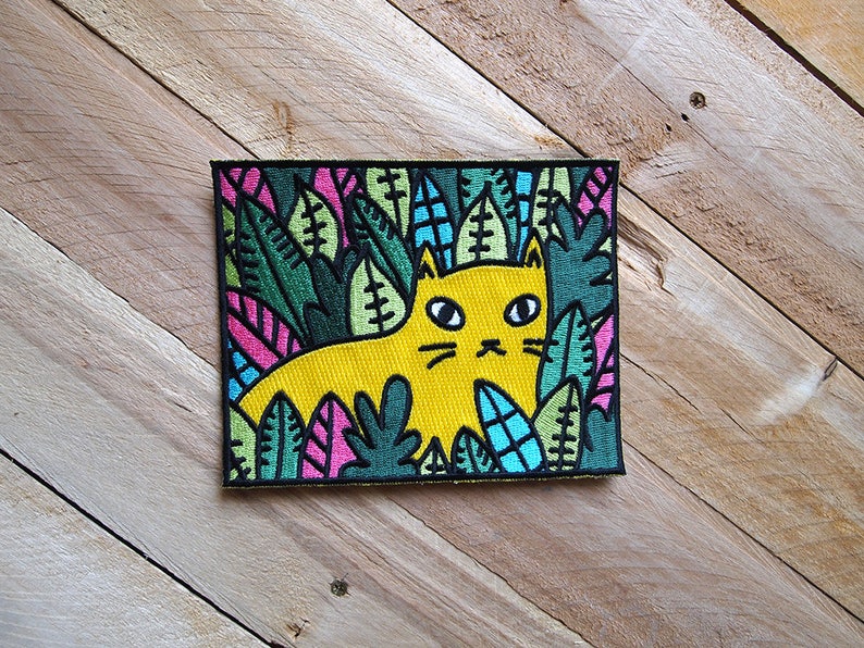Jungle Cat Sew-on Patch I like Cats Embroidered patch sew on patch Cats Cat accessories Jungle cat Jungle embroidery image 2