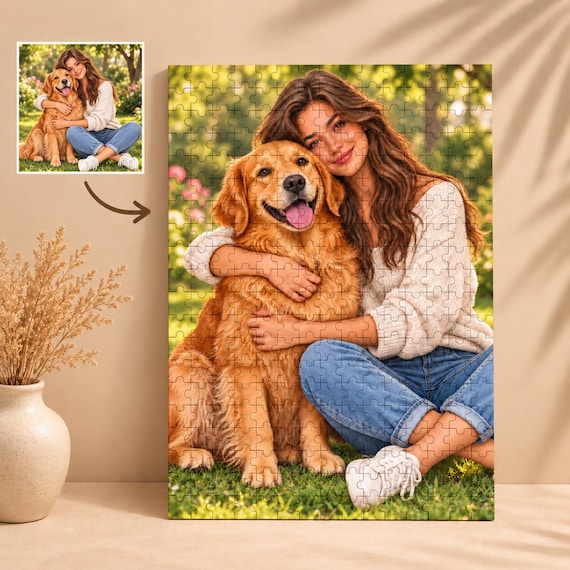 Personalized Pet Puzzle with Photo | Custom 300-Piece Wooden Puzzle