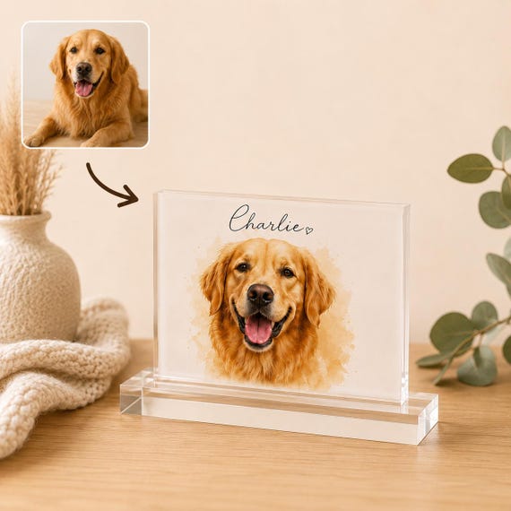 Personalized Pet Portrait Acrylic Sign | Custom Dog Photo Gift