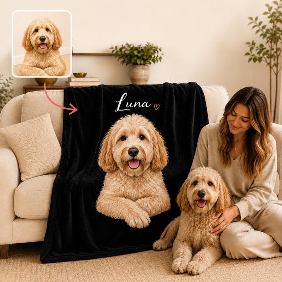 Personalized Pet Photo Blanket | Custom Dog Memorial Gift