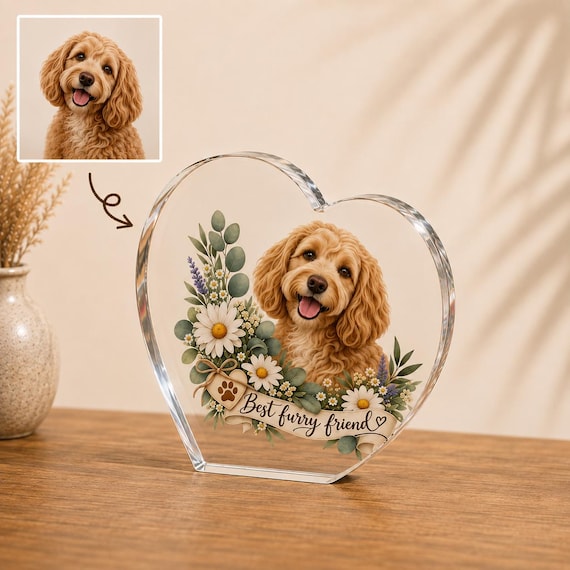 Personalized Pet Photo Heart Plaque | Custom Dog Lover Gift