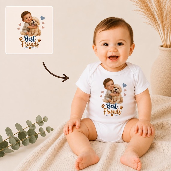 Personalized Baby Bodysuit with Pet Photo | Custom Baby Gift