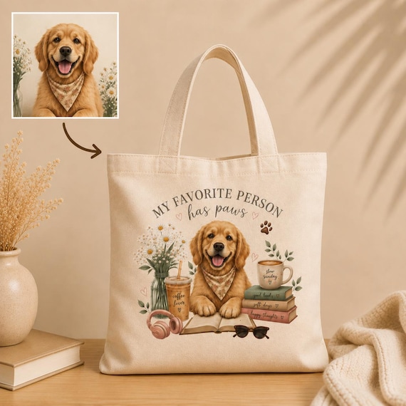 Personalized Pet Photo Tote Bag | Custom Dog Mom Gift