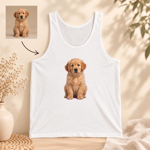 Personalized Pet Photo Tank Top | Custom Dog Portrait Shirt