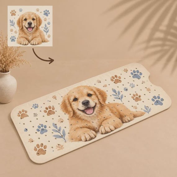 Personalized Bath Mat with Pet Photo | Custom Dog Bath Mat
