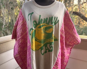 Johnny Cash Hippie T-shirt Poncho, one size fits most.