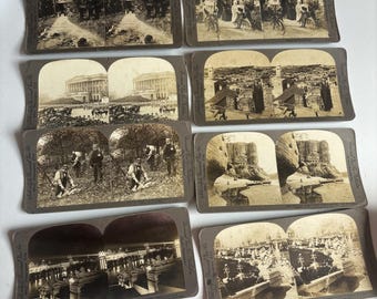 Lote de 30 estereotipos Stereoview + variedad mixta 1898-1904 mujeres hombres cazando peces