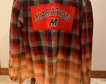 Upcycled and Hand Bleached Flannel Shirt - One of a Kind - Eco-Friendly