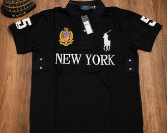 Camiseta polo vintage de Polo Ralph Lauren New York, clásica camiseta de manga corta de algodón.