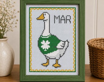 March Goose | Monthly Goose Cross Stitch Pattern PDF | Seasonal Goose Decor | Porch Goose Inspired | Instant Download