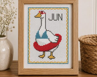 June Goose | Monthly Goose Cross Stitch Pattern PDF | Seasonal Goose Decor | Porch Goose Inspired | Instant Download