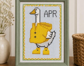 April Goose | Monthly Goose Cross Stitch Pattern PDF | Seasonal Goose Decor | Porch Goose Inspired | Instant Download