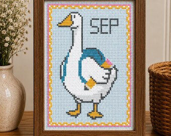 September Goose | Monthly Goose Cross Stitch Pattern PDF | Seasonal Goose Decor | Porch Goose Inspired | Instant Download