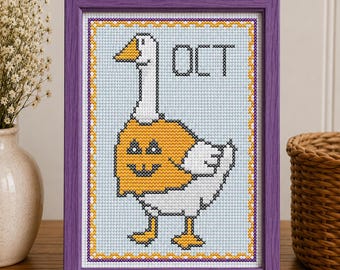 October Goose | Monthly Goose Cross Stitch Pattern PDF | Seasonal Goose Decor | Porch Goose Inspired | Instant Download