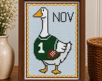 November Goose | Monthly Goose Cross Stitch Pattern PDF | Seasonal Goose Decor | Football Goose | Instant Download