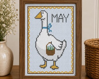 May Goose | Monthly Goose Cross Stitch Pattern PDF | Seasonal Goose Decor | Porch Goose Inspired | Instant Download