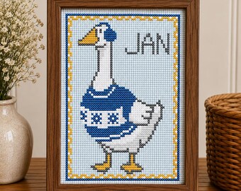 January Goose | Monthly Goose Cross Stitch Pattern PDF | Seasonal Goose Decor | Porch Goose Inspired | Instant Download