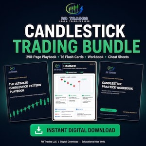 Candlestick Trading Bundle, 298-Page Playbook, 76 Flash Cards, Workbook and Cheat Sheets