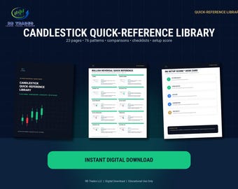 Snel naslagwerk over candlestick-grafieken: 76 patronen, checklists en handleidingen voor het bepalen van de instelscore.
