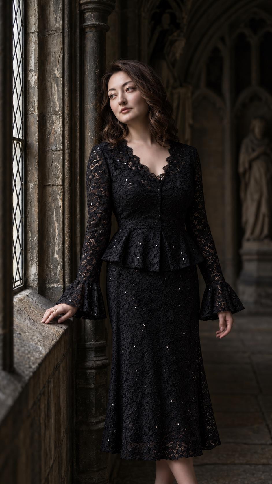 Two Piece Formal Black Dress